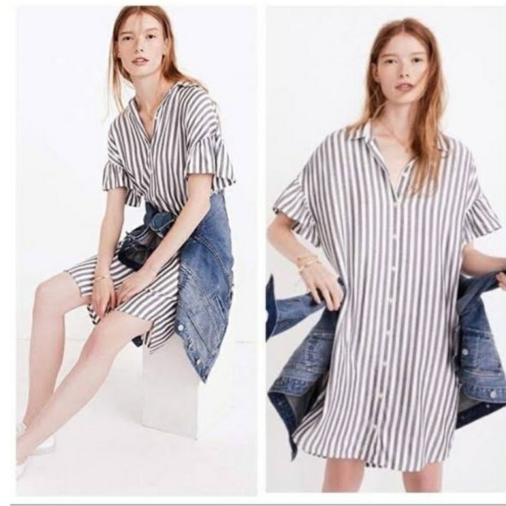 Madewell Button Down Striped Shirt Dress